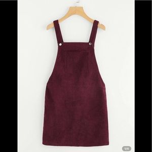 Burgundy Overall Corduroy Dress
